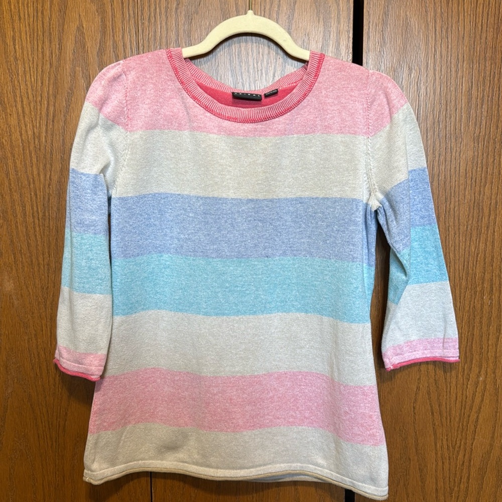 Tribal ¾ Sleeve Striped Sweater Top